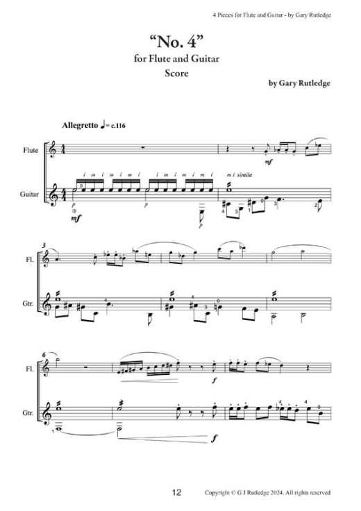 10-4 Pieces for Flute and Guitar-plus Piano accompaniment 12
