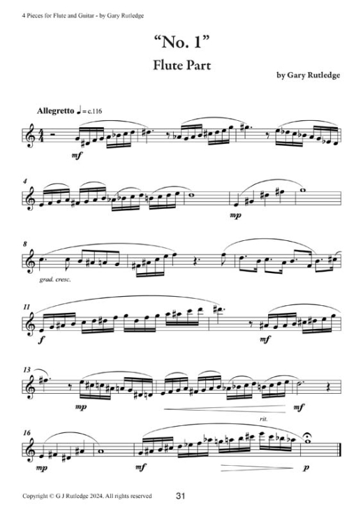 12-4 Pieces for Flute and Guitar-plus Piano accompaniment 31